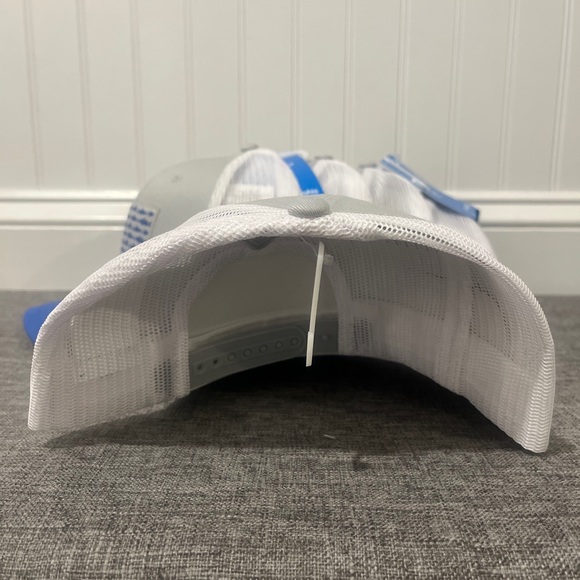 Columbia Men's PFG Fishing Mesh Snapback Fish Flag Hat Cool Grey/Wht/Vivid Blue - Picture 5 of 7